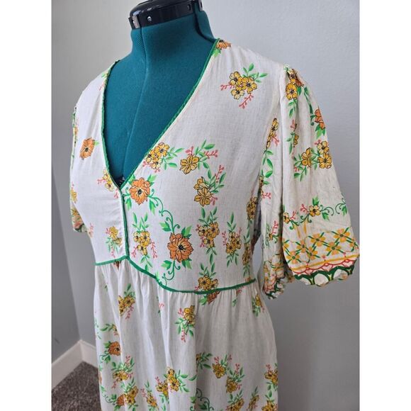 Anthropologie Figueroa Boho Midi Dress XL NWT Linen Blend Cottagecore Comfort - Picture 3 of 8